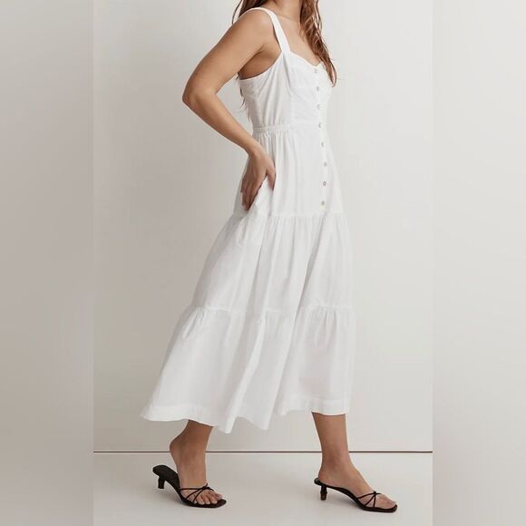 Madewell Button-Front Tiered Midi Dress NWT Size 12 - Picture 1 of 12